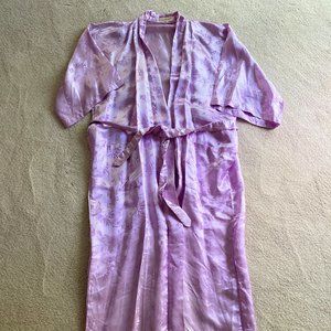 Vintage Lavender Silk-Satin Robe by Diana Secret, Medium